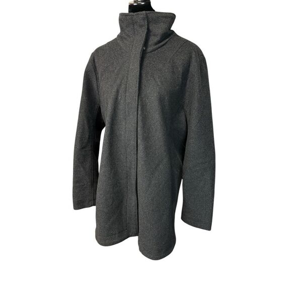 NWOT Pendleton Cascade Wool Coat Charcoal Funnel Neck Stripe Lining Women’s sz L - Picture 6 of 16